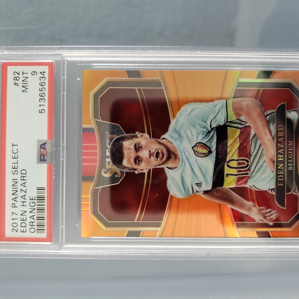 Eden Hazard - 2017 Panini Select Belgium ORANGE. PSA Mint 9. **Very Rare**